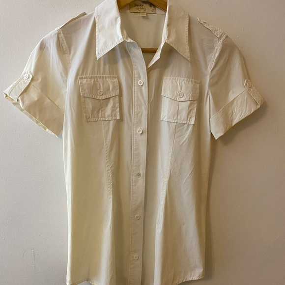 Elizabeth and James Ecru Nylon Utility Shirt - Picture 7 of 8